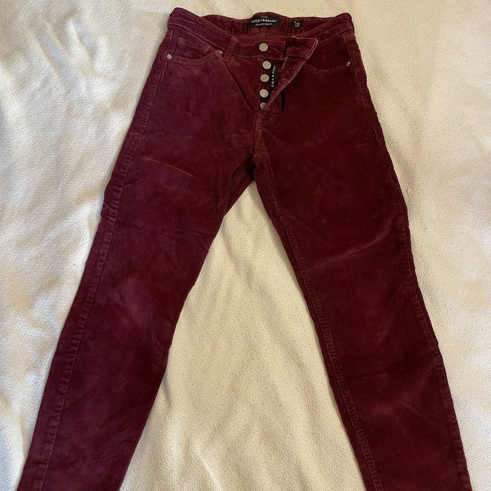 Lucky Brand Skinny Corduroy Size 6 Wine
